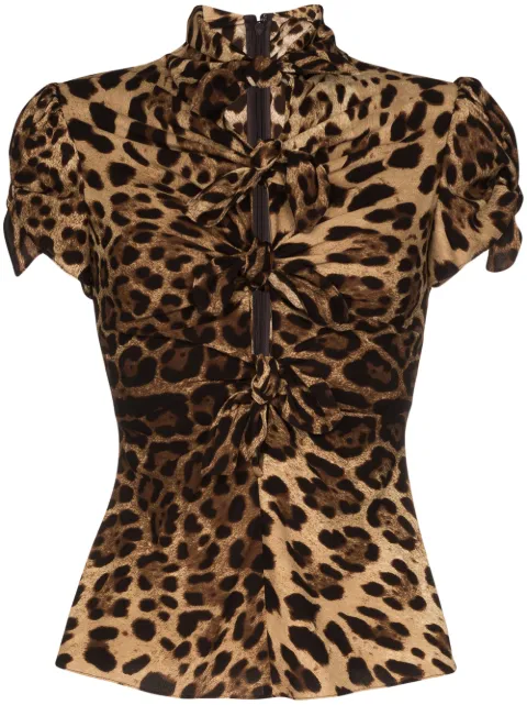 Dolce & Gabbana leopard-print short-sleeve blouse
