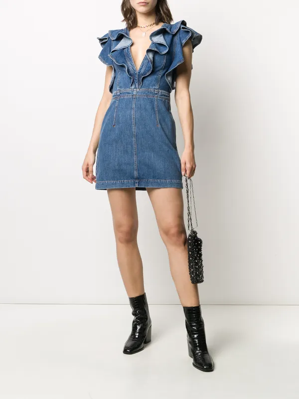 denim dress ruffle