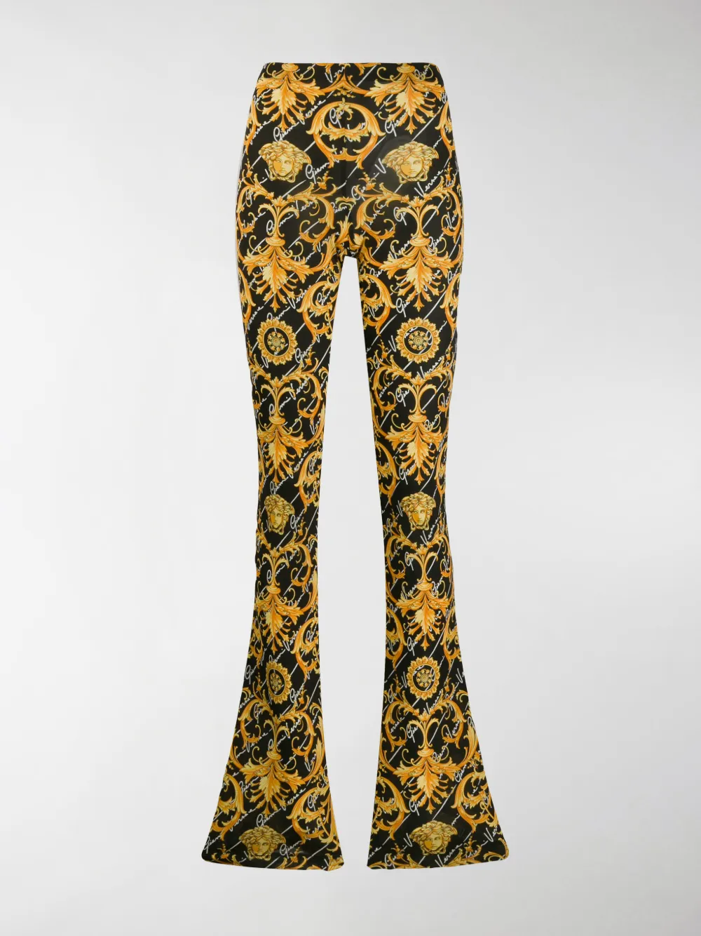 VERSACE BAROCCO SIGNATURE PRINT FLARED TROUSERS,A85698A23323714830379