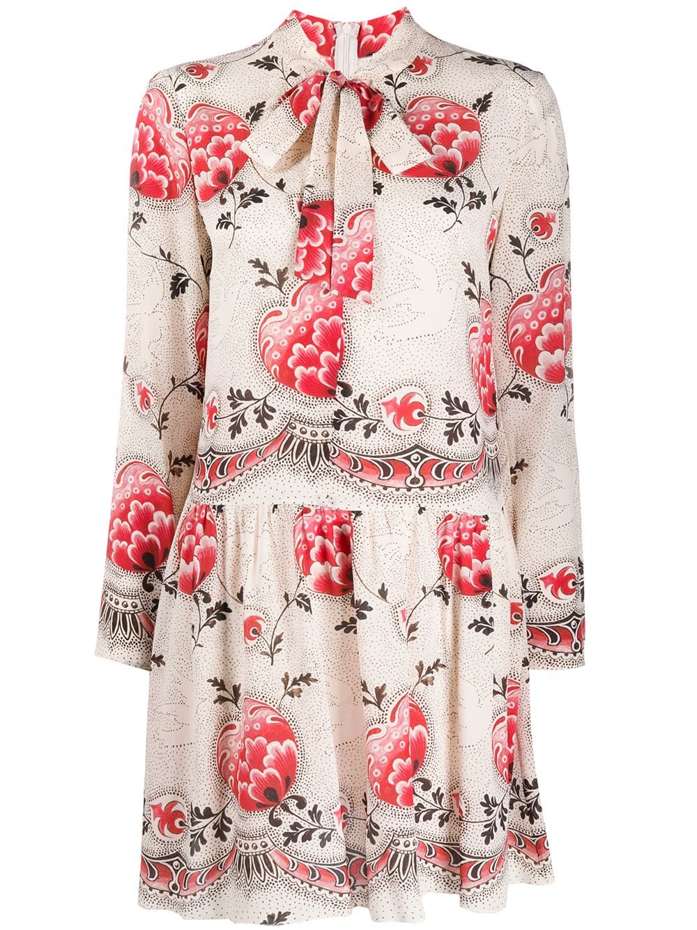 RED Valentino Dotted Flowers Print pussy-bow Dress - Farfetch