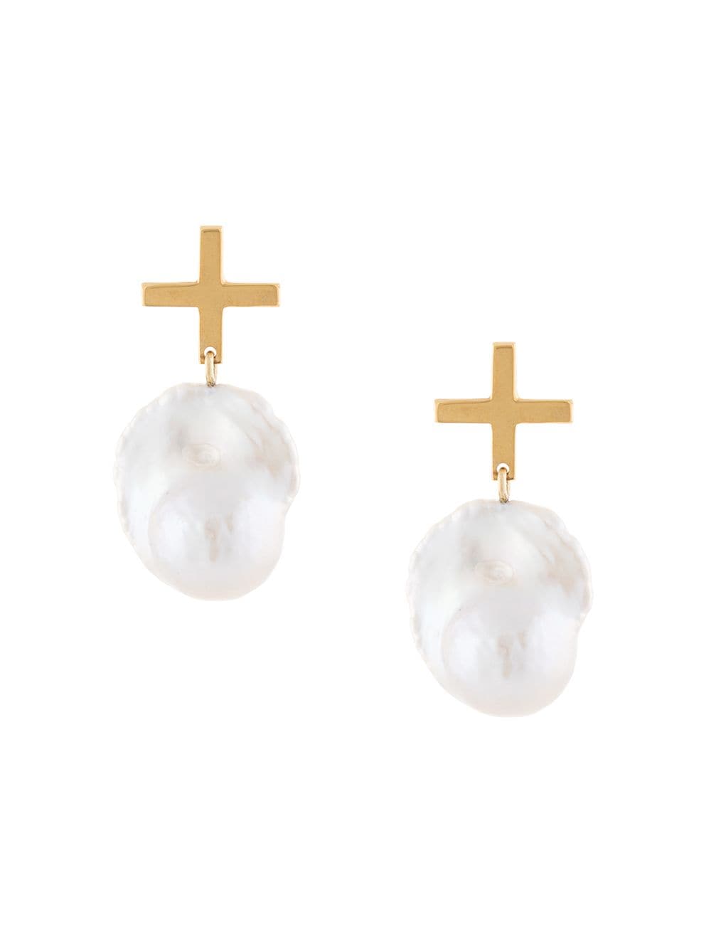 фото Le chic radical pearl pendant cross earrings