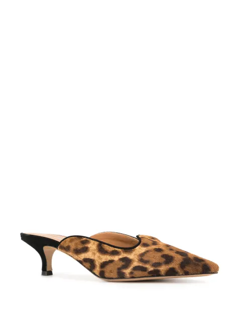 leopard mules heels