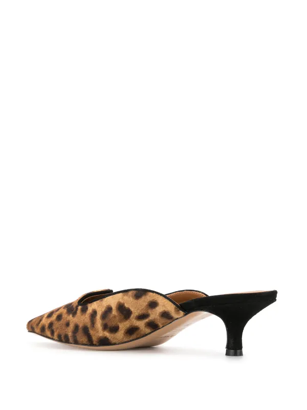 leopard kitten heel mule