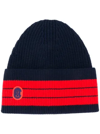 contrast stripe beanie