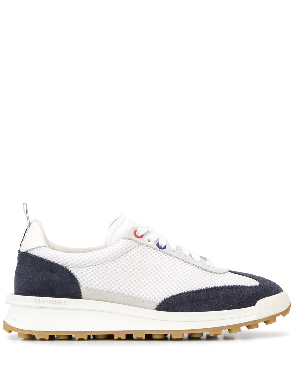 

Thom Browne tenis con ribete de gamuza - Blanco