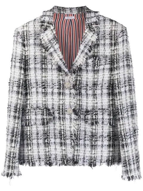 Thom Browne Unconstructed Oversized Classic SB S/C w/ Fray In Chenille Yarn Ribbon Tweed