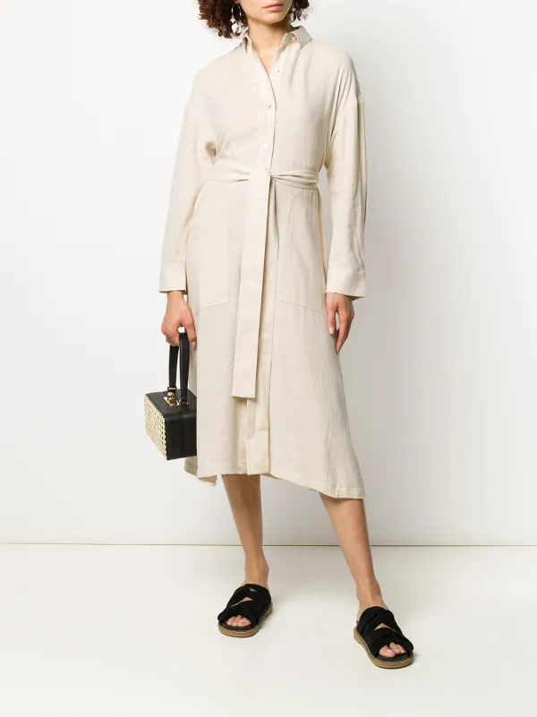 vince belted maxi utility shirtdress