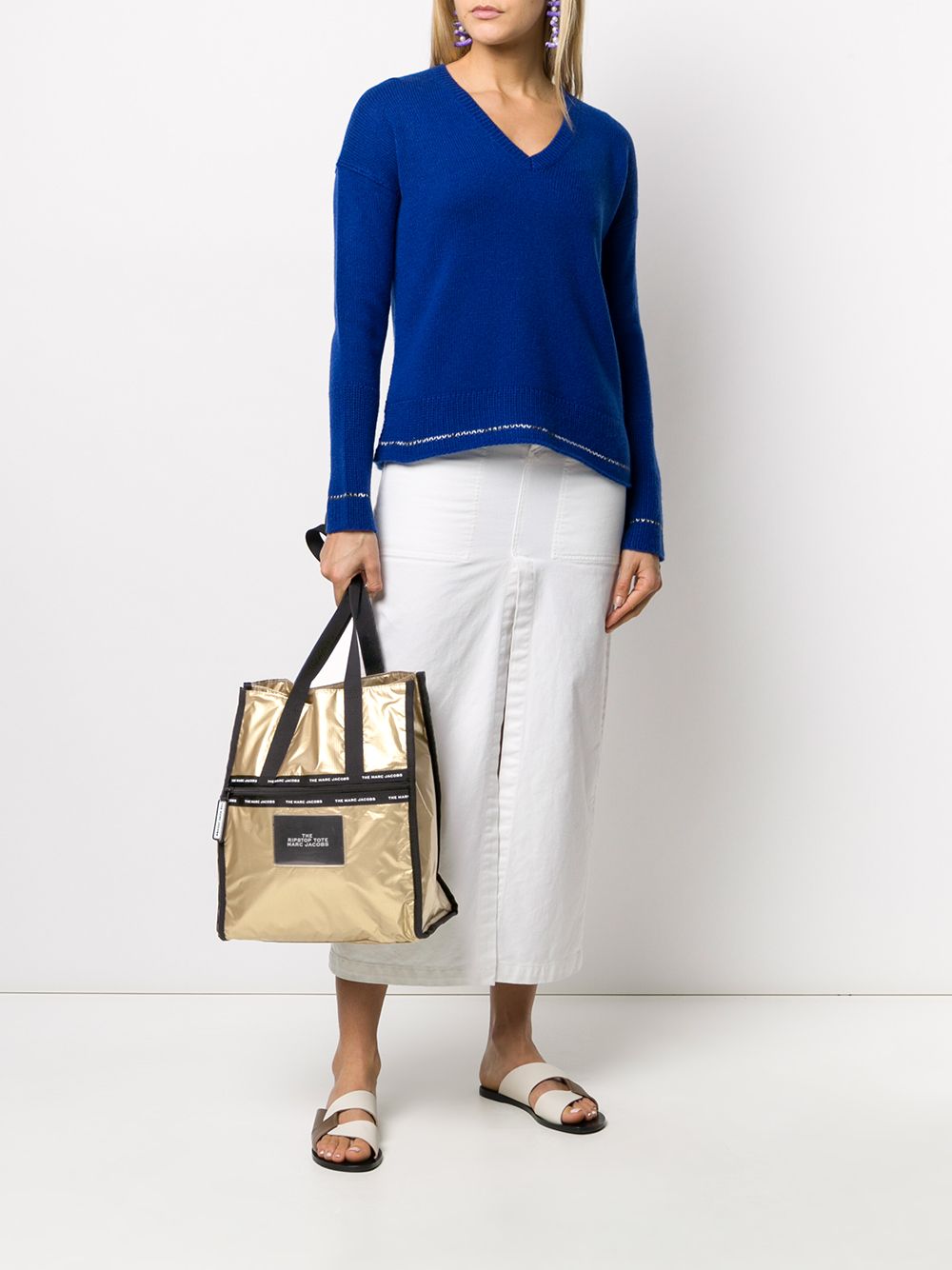 фото Marc jacobs canvas-trimmed metallic tote