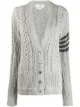 Image 1 of Thom Browne 4-Bar Aran cable knit cardigan