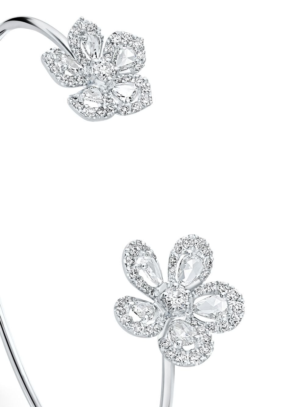 Shop David Morris 18kt White Gold Diamond Miss Daisy Double Flower Bracelet