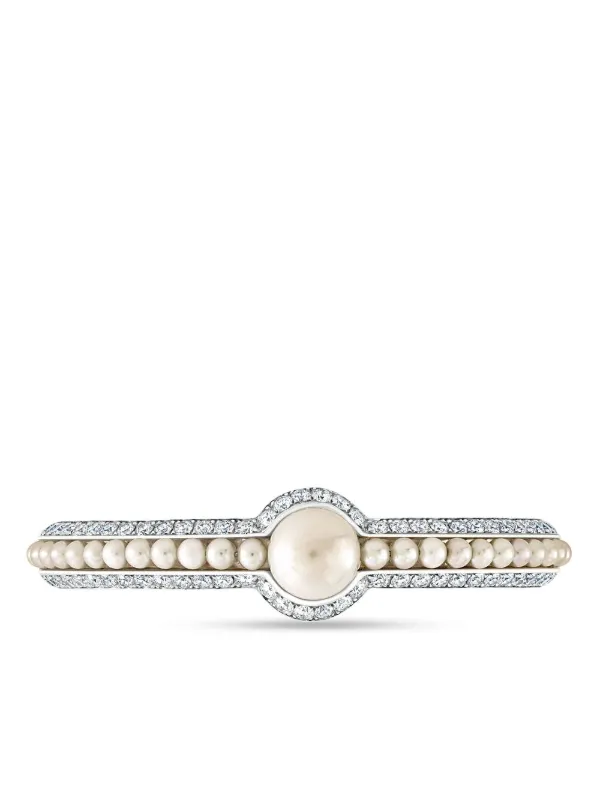 David Morris Bracelet Pearl Rose En Or Blanc 18ct Orné De Diamants