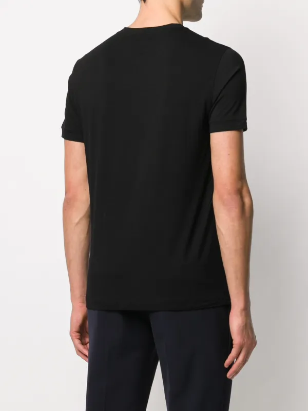 Tシャツ・カットソー GIORGIO ARMANI T-SHIRTS BLACK Mercerised-jersey T-shirt with all-over jacquard eagle