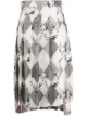Image 1 of Thom Browne dropped back pleated skirt in classic argyle fun mix animal icon printed silk twill