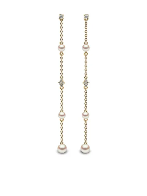 Yoko London 18kt yellow gold Trend Freshwater pearl and diamond drop earrings