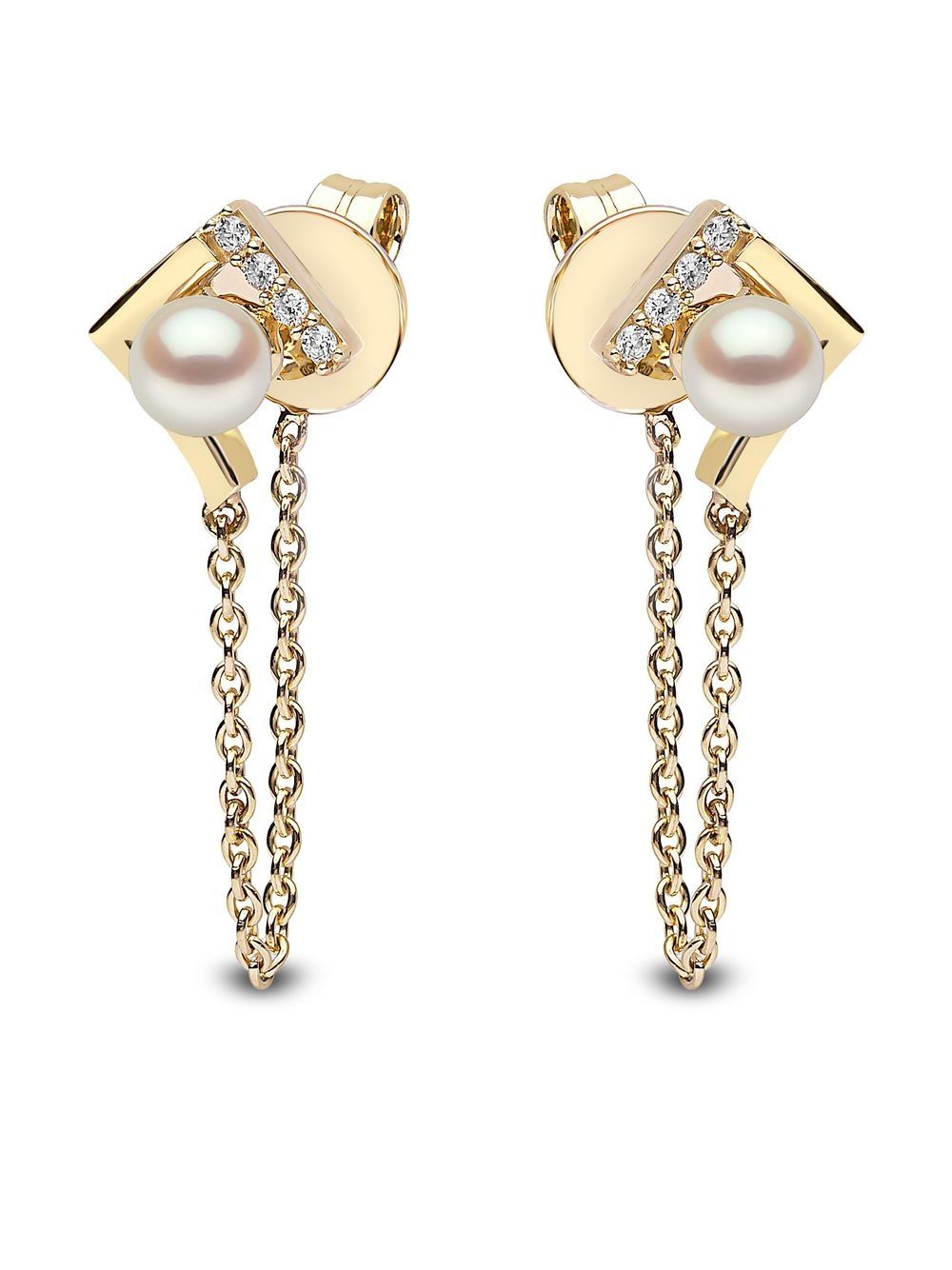 Image 1 of Yoko London aretes Trend en oro amarillo de 18kt con perlas de agua dulce y diamantes