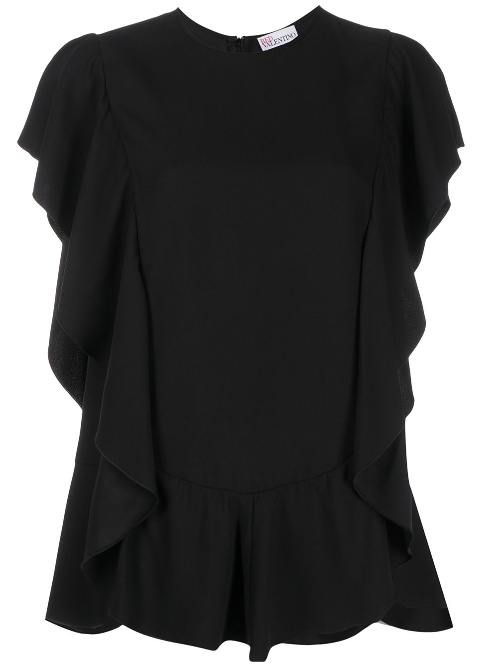 Red Valentino Ruffled Shortsleeved Blouse In Black