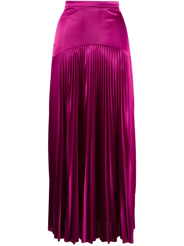 pink long pleated skirt