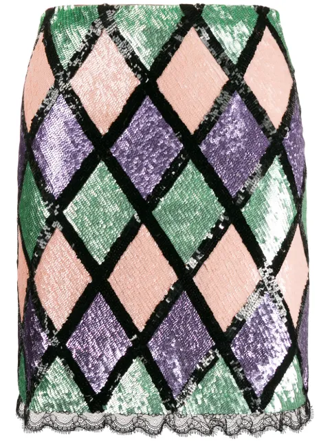 Blumarine argyle pattern sequin skirt
