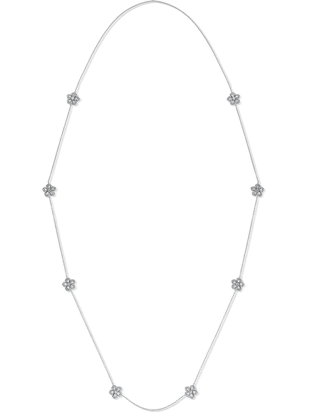 David Morris 18kt White Gold Diamond Miss Daisy Sautoir Necklace