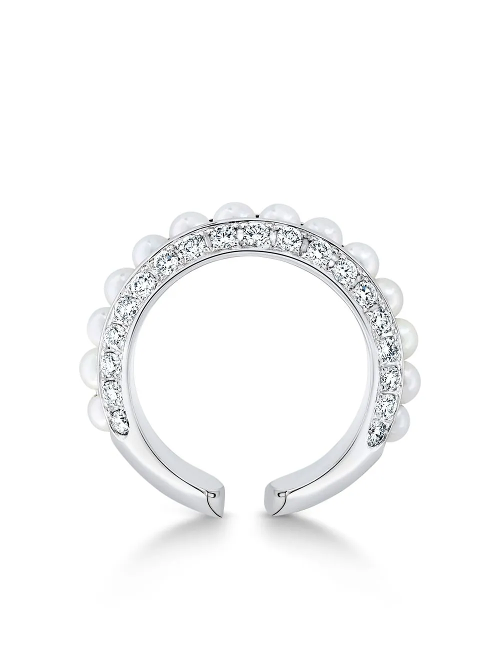 David Morris 18kt White Gold Diamond Single Row Ring In White Gold