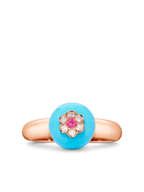 David Morris 18kt rose gold diamond turquoise Berry ring