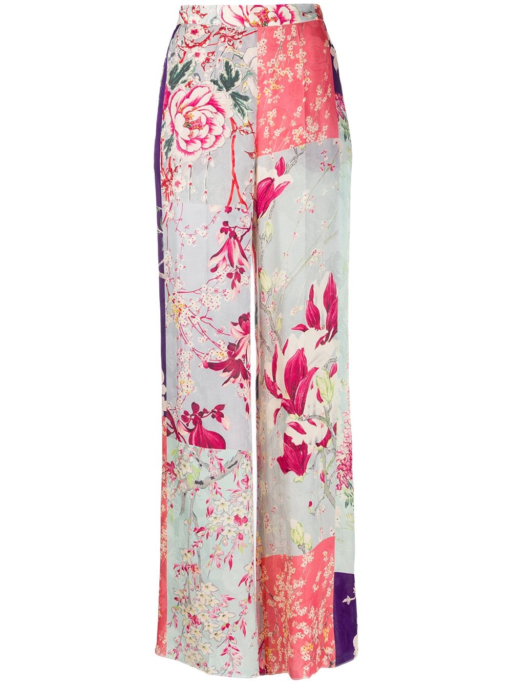 Shop Etro Floral Print Palazzo Pants In Blue