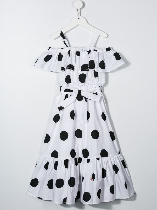 polka dot cold shoulder dress