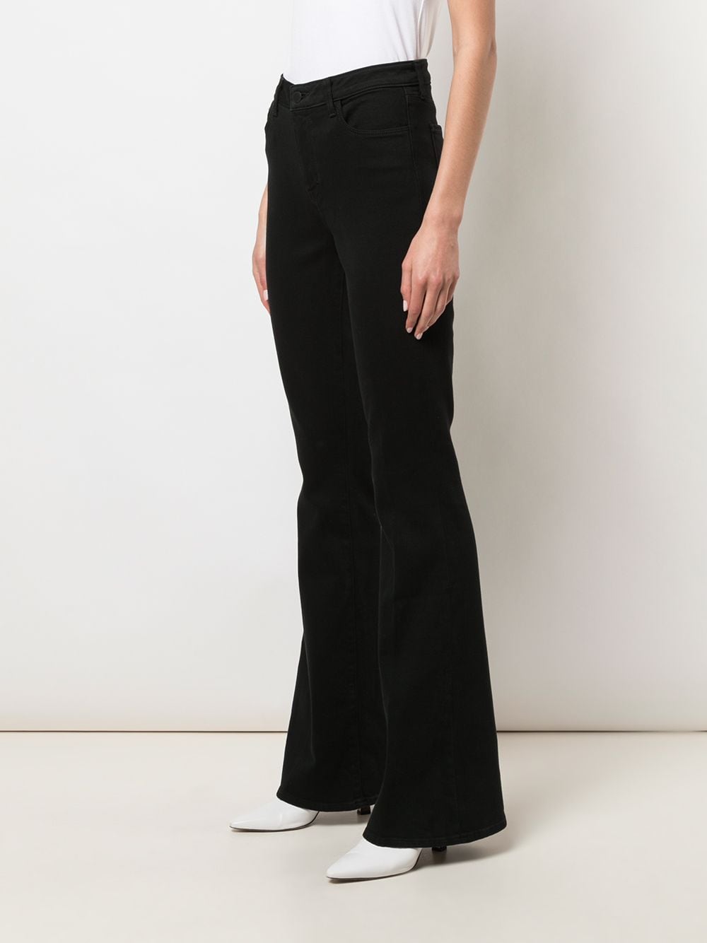 Shop L Agence High-rise Flared Jeans In Black