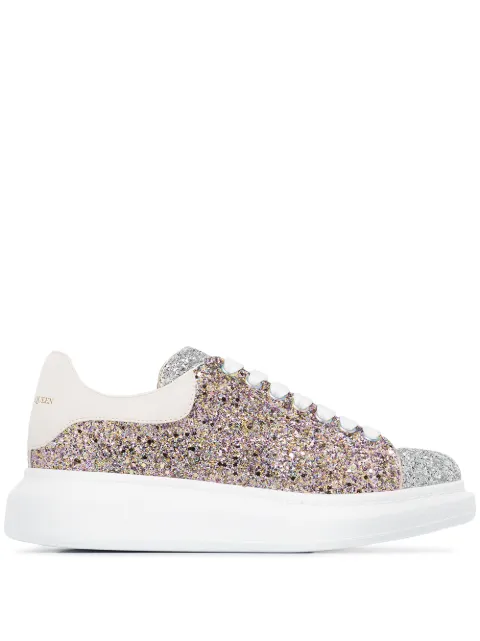 alexander mcqueen white & silver glitter oversized sneakers