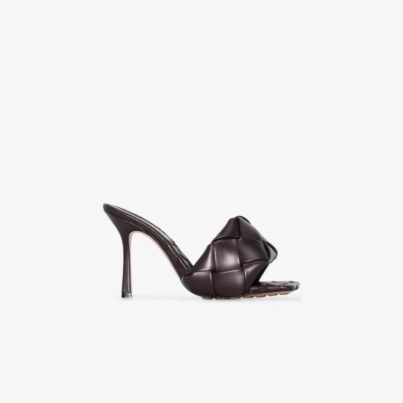 Bottega Veneta Womens Fondente Brown Bv Lido 95 Intrecciato Leather Sandals