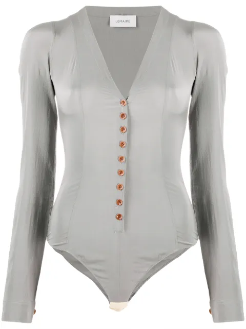 Shop Lemaire long-sleeve silk bodysuit with Express Delivery - Farfetch