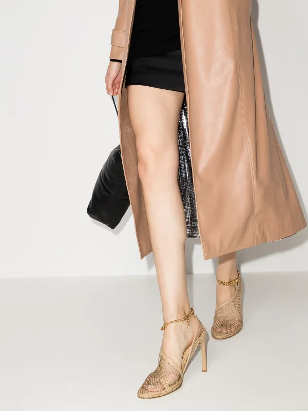 Bottega Veneta Chain-trimmed 100mm Mesh Sandals - Neutrals
