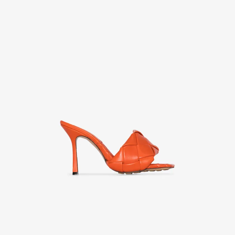 Bottega Veneta Womens Orange Bv Lido 95 Leather Sandals