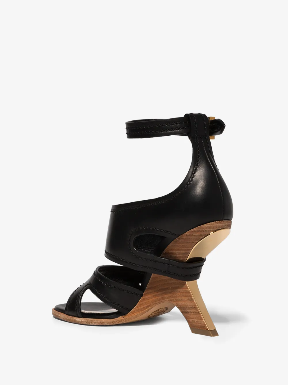 ALEXANDER MCQUEEN ALEXANDER MCQUEEN BLACK NO.13 105 WEDGE LEATHER SANDALS,621839WHXZ714834992