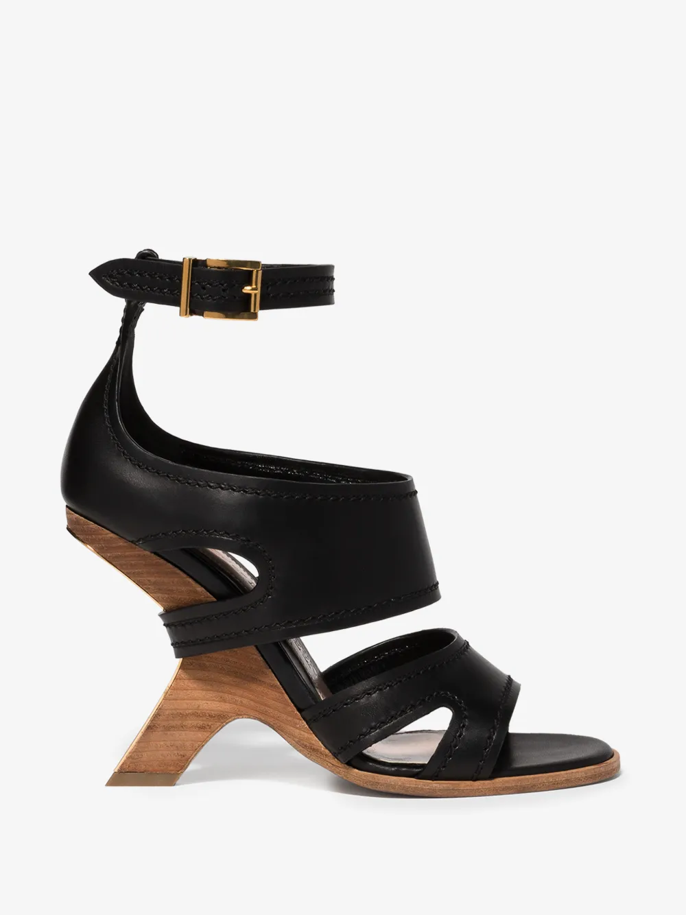 ALEXANDER MCQUEEN ALEXANDER MCQUEEN BLACK NO.13 105 WEDGE LEATHER SANDALS,621839WHXZ714834992