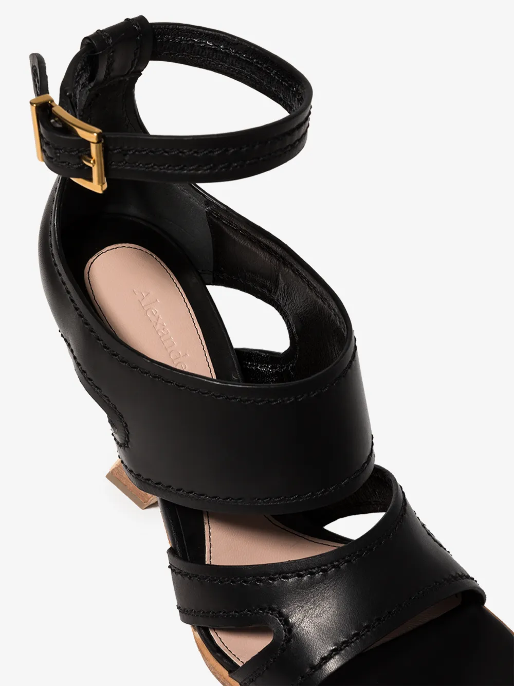 ALEXANDER MCQUEEN ALEXANDER MCQUEEN BLACK NO.13 105 WEDGE LEATHER SANDALS,621839WHXZ714834992