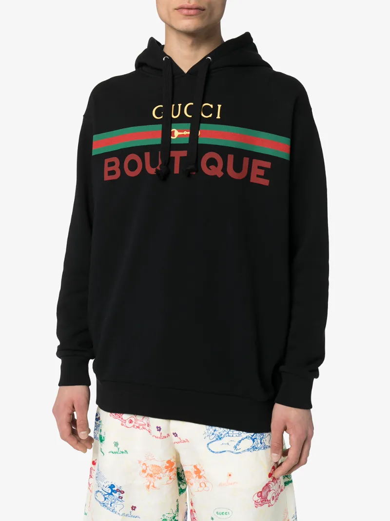 GUCCI BOUTIQUE LOGO-PRINT HOODIE