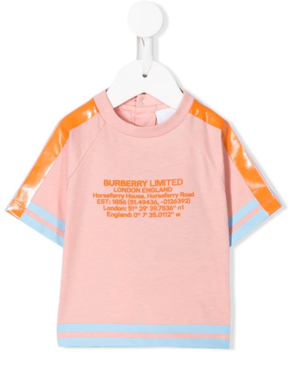Burberry Babies' Tape Detail Location-print T-shirt In Orange