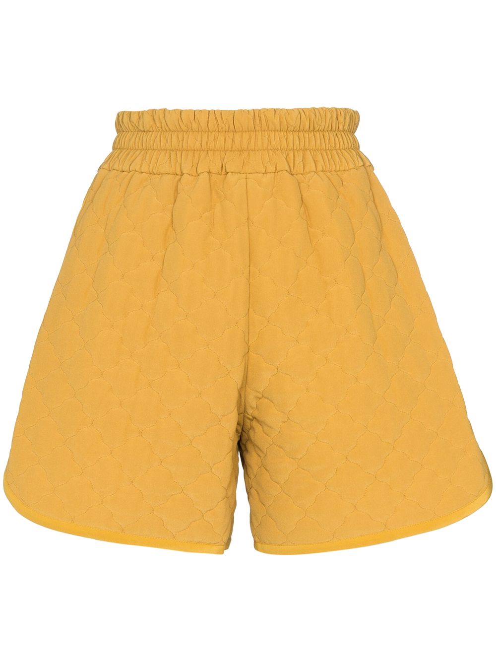 Shop Fendi Quilted Crêpe De Chine Shorts In Yellow