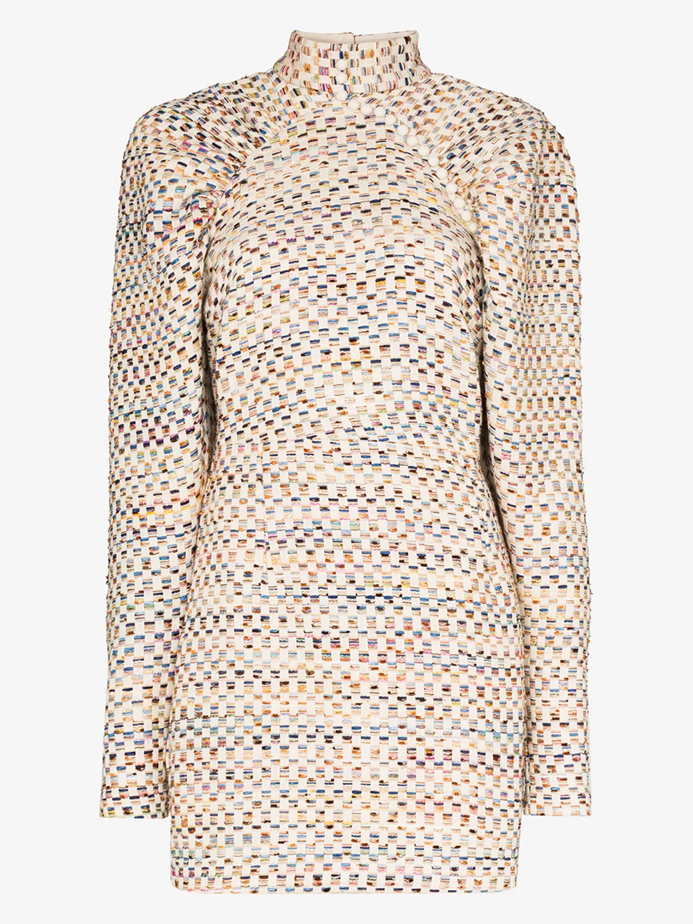Rotate Birger Christensen Kim Puff-sleeve Denim Mini Dress In White