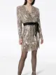 ROTATE Samantha belted sequinned mini dress