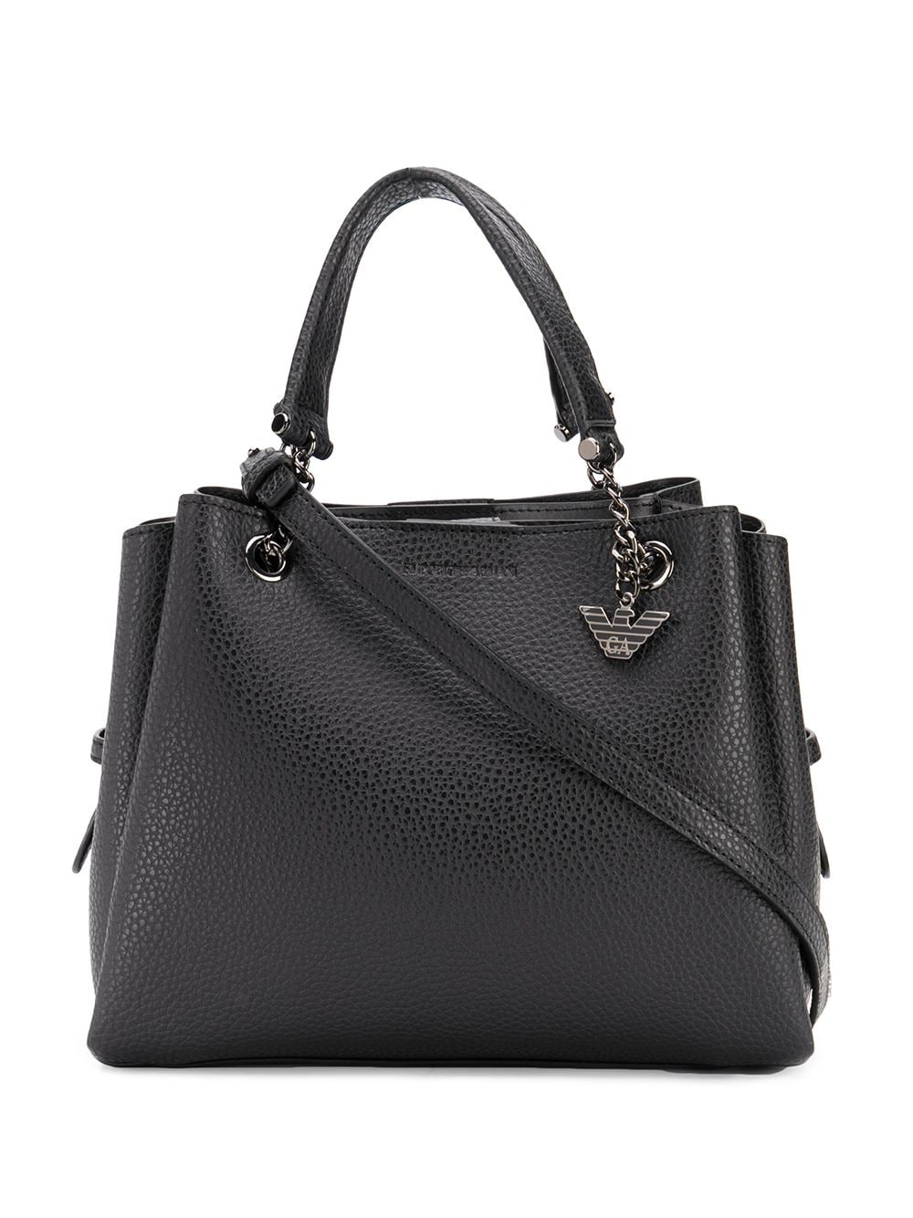 Emporio Armani Small Logo-charm Tote Bag In Black | ModeSens