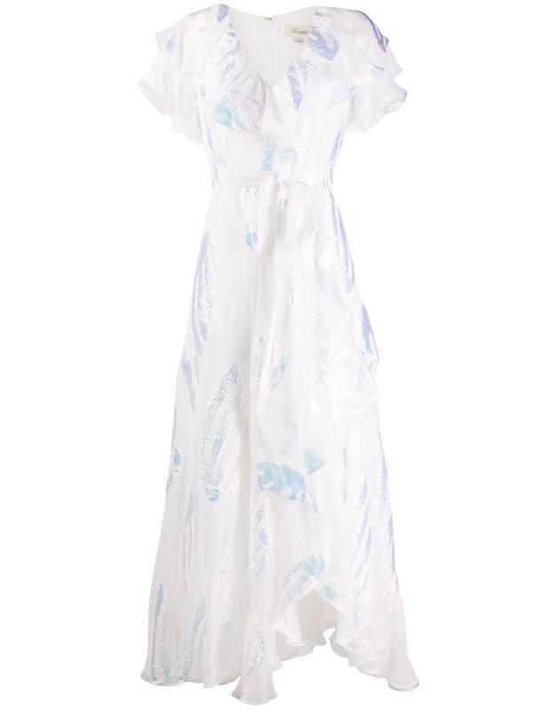 blue and white ruffle dress
