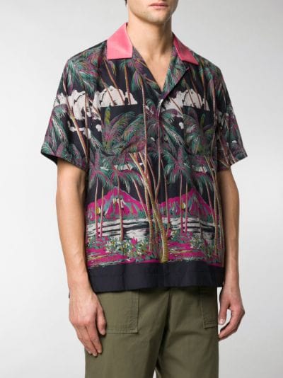 sacai Sun Surf-print boxy-fit shirt pink | MODES