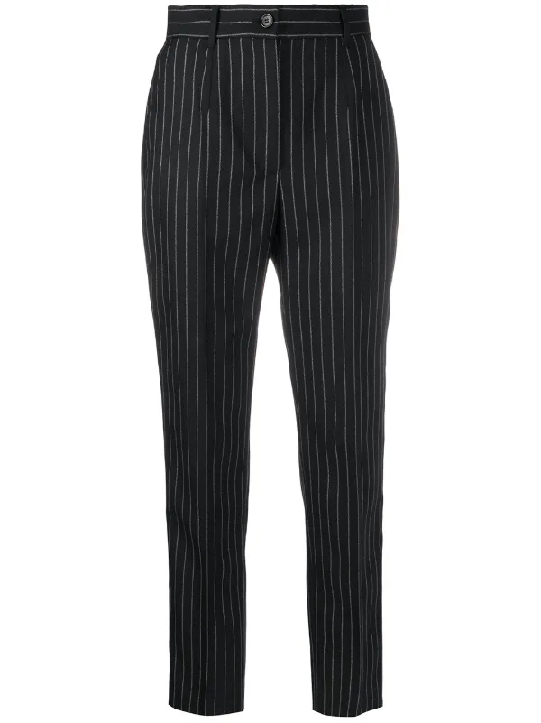 black pinstripe trousers