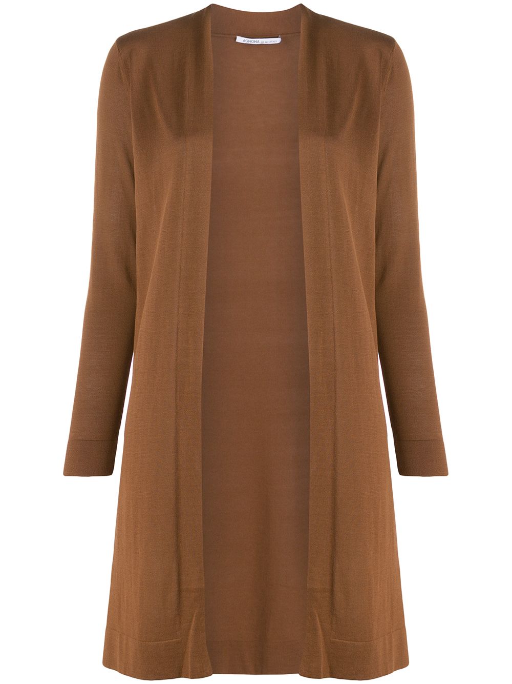 Agnona Long Open Front Cardigan In Brown