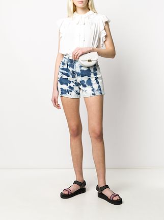 tie-dye print denim shorts展示图