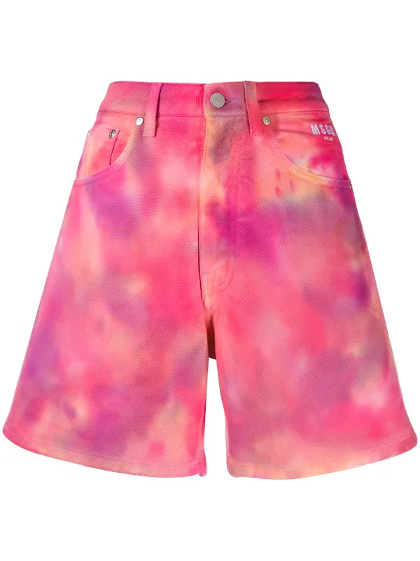 tie dye denim shorts