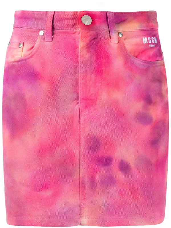 tie dye denim skirt