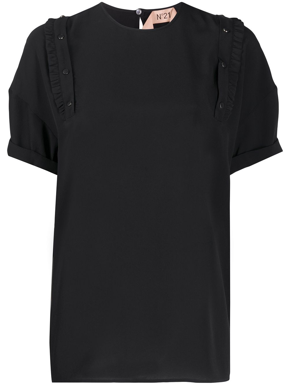 N°21 Ruffle Detail T-shirt In Black